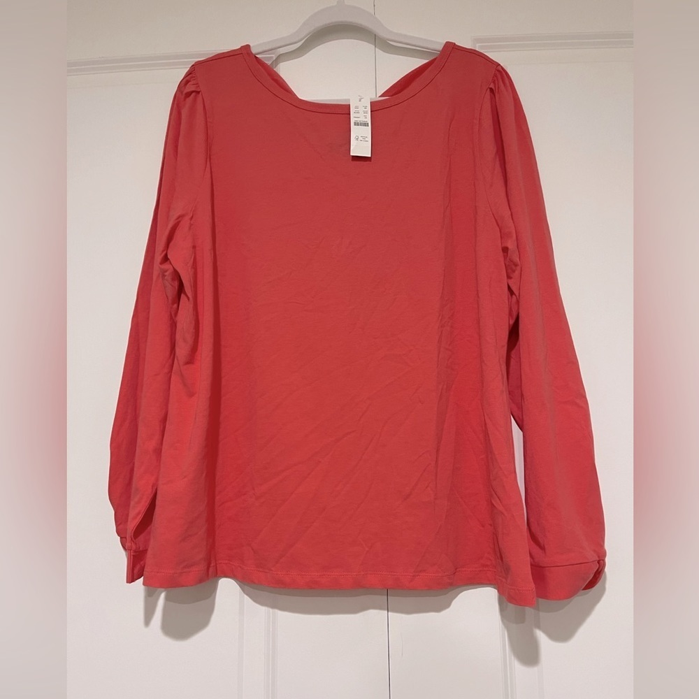 J. Crew NWT Coral Broken In Jersey Puff Sleeve 💯% Cotton T